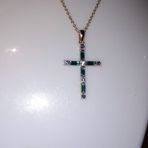 14K Yellow Gold Over Sterling Silver Mystic Cross Pendant Necklace